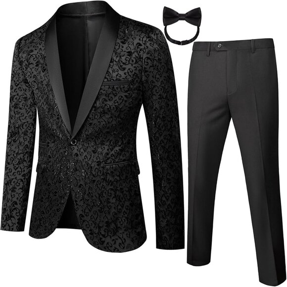 Men´s Floral Tuxedo Jacket with Shawl Lapel - Elegant XX-Large Suit for Weddings,New Products : American Fashion Style Bags On Sale